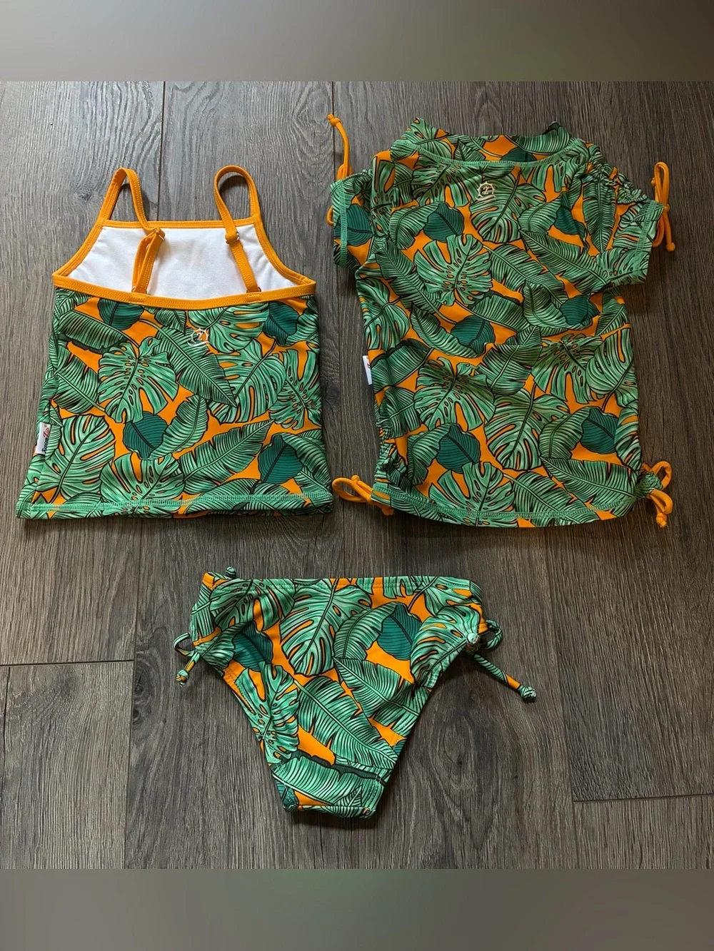 SwimZip Toddler Girls Swimsuit Set with Rash Guard 2T